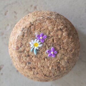 Brand New Hand Crafted Magnet Created from Champagne Cork Featuring Flowers